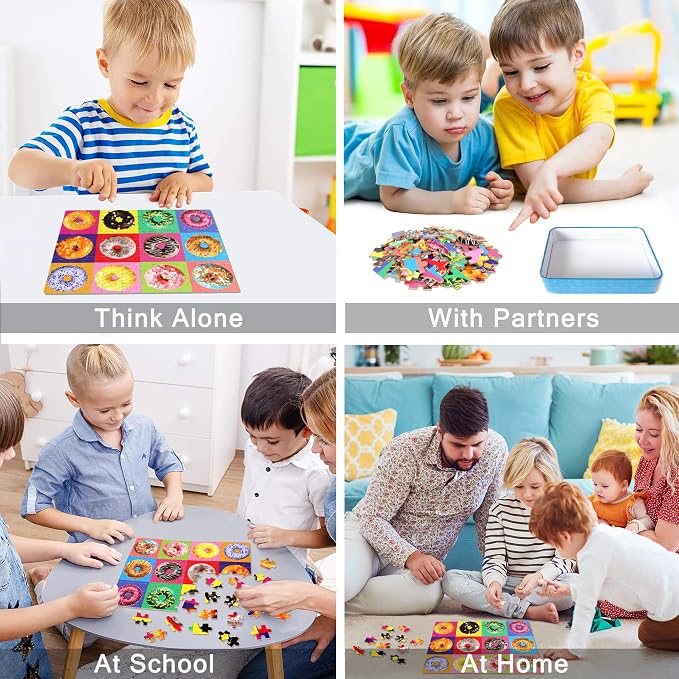 LELEMON Puzzles for Kids Ages 4-6,Donut 100 Piece Puzzles for Kids in a Metal Box, Educational Jigsaw Puzzles 100 Piece Puzzle Games Puzzle Toys for Girls and Boys