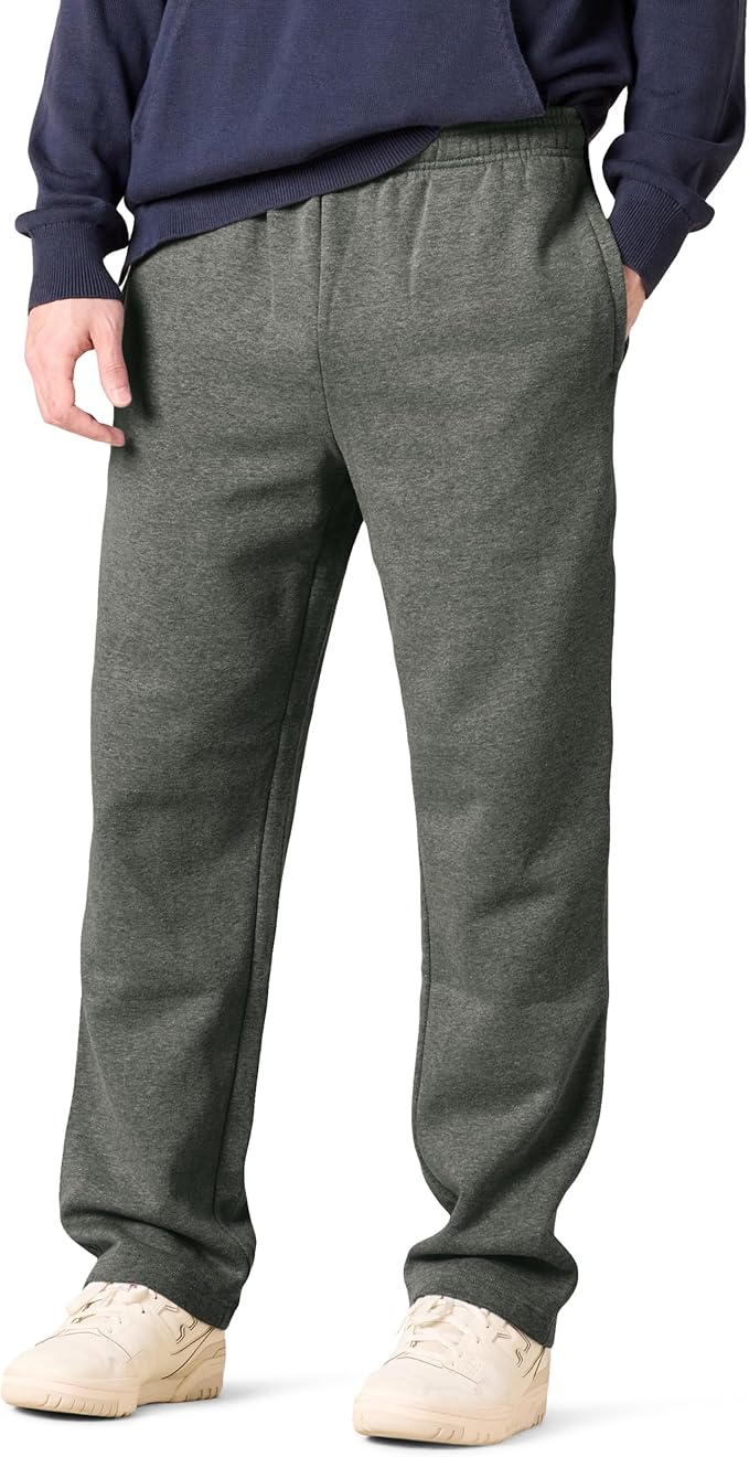 Amazon Essentials Men's Relaxed Straight Leg Fleece Open Bottom Sweatpant (Available in Big & Tall)