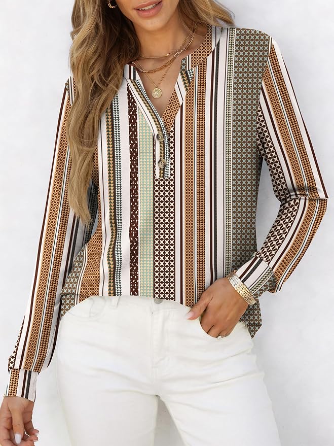 ANRABESS Women's Long Sleeve Shirts 2026 Spring Fashion Dressy Casual Tops Trendy Henley Blouses Cute Work Outfits Clothes