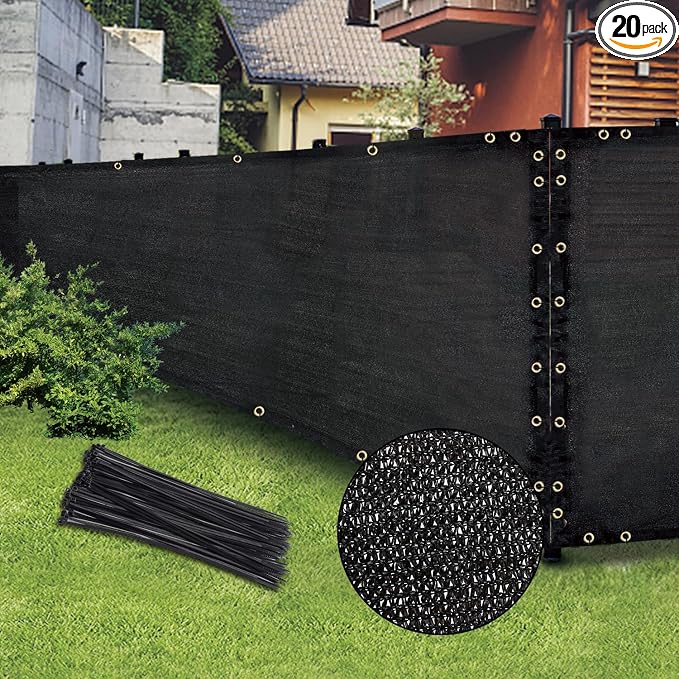Black 4FT X 50FT Outdoor Privacy Screen Fence & Mesh Shade Net Cover, Ideal for Garden and Backyard - Enhances Privacy for Fencing & Chain Link, Perfect for Patio Privacy Wall, Slats，Freestanding