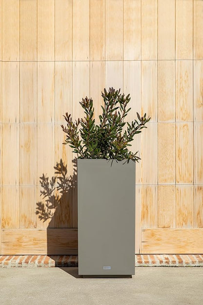 Veradek Block Series Pedestal Planter - Tall Planter for Indoor or Outdoor Front Porch | All-Weather Use with Removable Insert Bucket | Modern Décor for Flowers, Tall Trees, Faux Plants