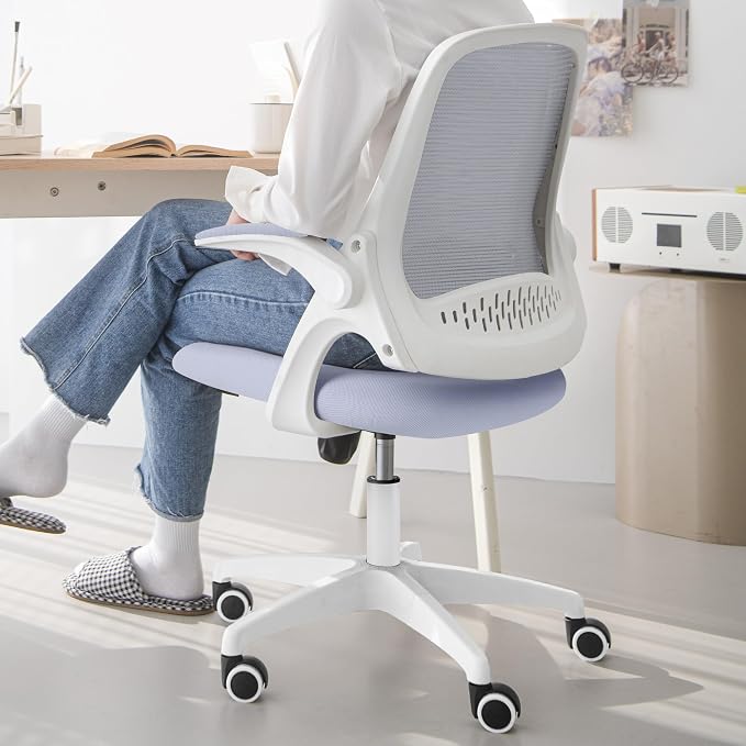 NEO CHAIR Office Desk Gaming Ergonomic Computer Chair with Lumbar Back Support Adjustable Height Swivel Rolling Wheels Flip-up Arms Mesh Chair for Home Vanity (Purple) | Lumbar Support, Height Adjustment, 360° Swivel and Rolling Base, Space-Saving Desi...