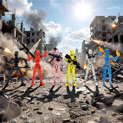 6 Packs T13 Action Figure Set (Assembly Completed), 3D Printed Multi-Jointed Movable Dummy 13，Titan13 Action Figure, Action Figure Desktop Decorations for Game Lovers Toy, Christmas Birthday Gift