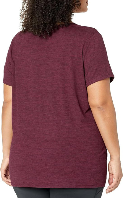 Amazon Essentials Women's Active Quick Dry Tech Stretch Short-Sleeve V-Neck T-Shirt (Available in Plus Size), Pack of 2