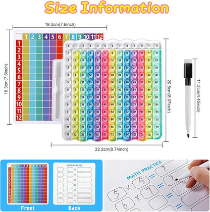 e4 Pop Multiplication Table Game Learning Toy Educational Math Game with Marker, Rainbow Colors Math Multiplication pop 12x12 boardmultiplication Flash Cards 3rd Grade Addition Stress Toy