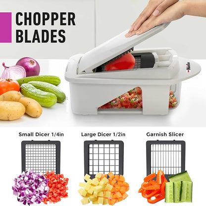 Mueller Pro-Series 12 Blade Vegetable Chopper, Mandoline Slicer and Spiralizer, White/grey