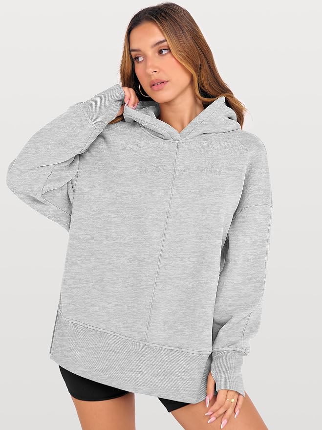 ANRABESS Womens Oversized Hoodies Long Sleeve Fleece Side Slit Hooded Sweatshirts Pullover 2026 Fall Outfits Y2K Clothes