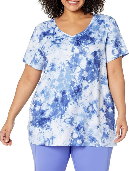Amazon Essentials Women's Active Quick Dry Tech Stretch Short-Sleeve V-Neck T-Shirt (Available in Plus Size), Pack of 2