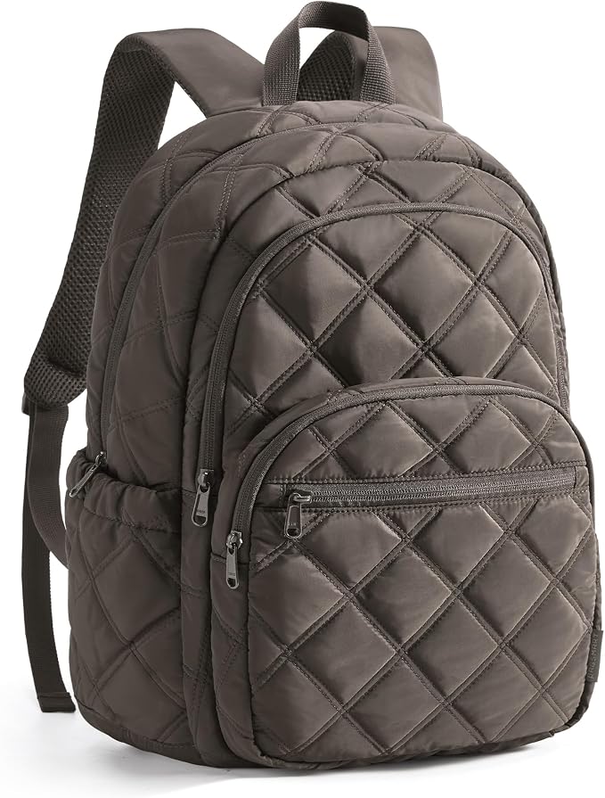 BAGSMART College Laptop Backpack,Cute Travel Backpack for Women,Quilted Computer Bookbag