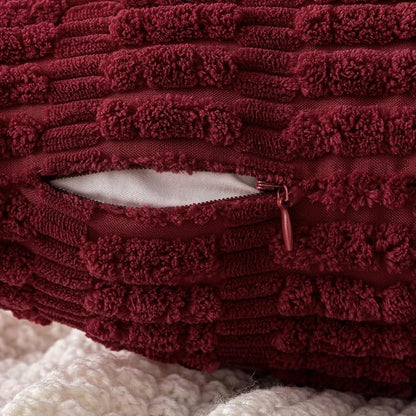 MIULEE Pack of 2 Burgundy Corduroy Decorative Pillow Covers 20x20 Inch Soft Boho Striped Throw Pillow Covers Modern Farmhouse Home Decor for Sofa Living Room Couch Bed