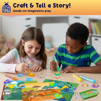 Magical Bead Painting for Kids - Animal World Theme Birthday Gift for Boys & Girls Ages 4-8 Years Old, DIY Mosaic Arts & Crafts Kit with Colorful Templates, Beads Pen & Creative Fun Set