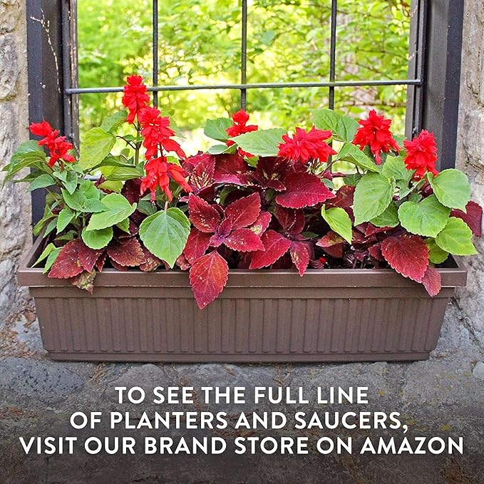The HC Companies 24 Inch Venetian Window Planter Box with Drainage Plug, Lightweight UV-Resistant Plastic Indoor & Outdoor Planters, 2-Pack Flower Box for Garden & Home Decor, White