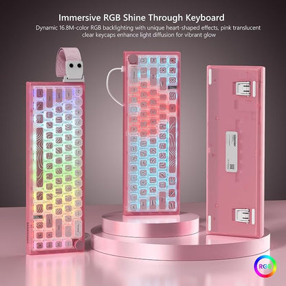 Womier 60% Percent Keyboard Pink Mechanical QMK/VIA Gaming Keyboard | Creamy Keyboard Topographic, Hot Swappable Gasket Mount RGB Wired Key board & Translucent Keycaps (VK66 PRO)