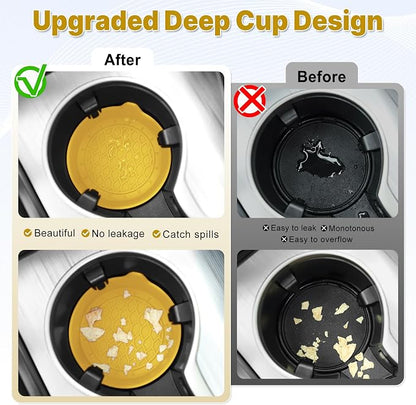 SINGARO Car Cup Holder Coaster, Silicone Cup Holder Insert, Universal Non-Slip Cup Holders, Car Accessories Interior for Women and Man 4 Pack Yellow