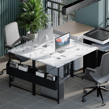 Pamray 47 Inch Computer Desk for Small Spaces with Storage Bag, Home Office Work Desk with Headphone Hook, Small Office Desk Study Writing Table