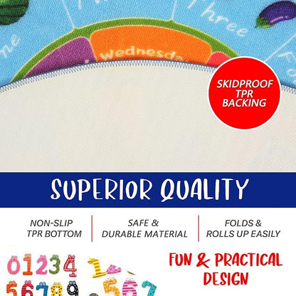 HEBE Kids Play Rug 4ft ABC Alphabet Numbers Shapes Educational Kid Area Rug Washable Baby Crawling Mat Non Slip Kid Play Mat Carpet for Girl Boy Bedroom Playroom