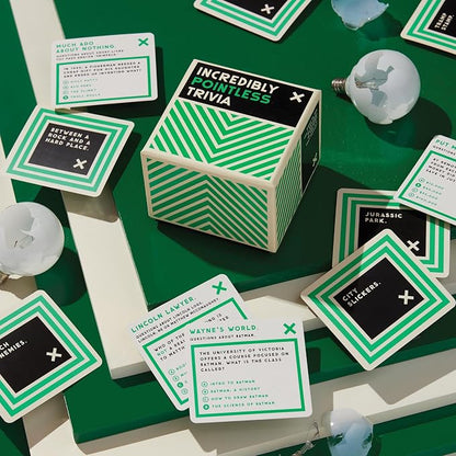 Brass Monkey Incredibly Pointless – Trivia Card Game Set with 200 Unique Questions About Pointless Knowledge for Adults and Kids Ages 13+