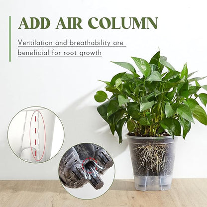 Self Watering Pots for Indoor Plants with Deep Reservoir and High Drainage Holes for Outdoor Plants and Flowers, Bare Root Planter(4.72'',Clear,6 Pcs)