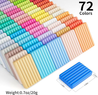 Polymer Clay 72 Colors, Modeling Clay for Kids, Non-Sticky Oven Bake Clay with Sculpting Tools and Accessories, Halloween Christmas Gift for Children and Artists