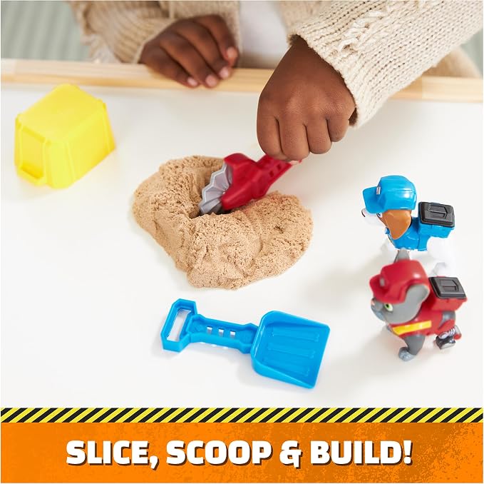 Rubble & Crew, Charger & Wheeler Action Figures, with Kinetic Build-It Sand & 2 Building Tools, PAW Patrol Kids Toys for Boys & Girls Ages 3 and Up