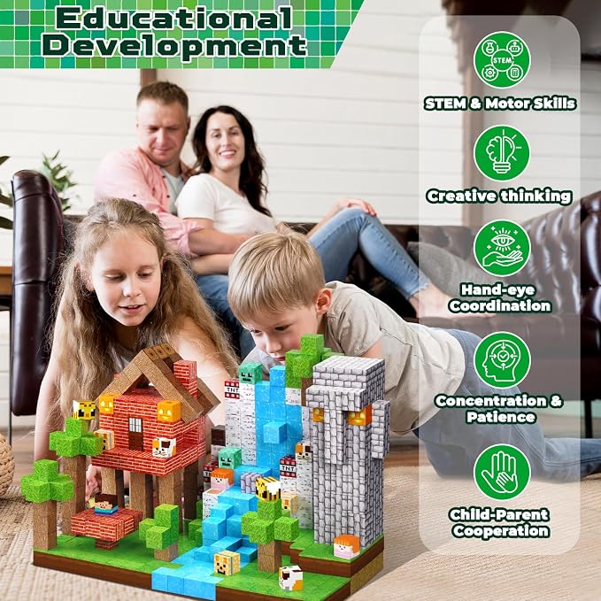 Magnetic Blocks - 150 PCS Build Magnetic Windmill Falls Homes - Magnetics Toys for Montessori Toddler Easter Christmas Birthday Gifts - STEM Sensory Toys for 3 4 5 6 7 8 9 10 Year Old Boys & Girls