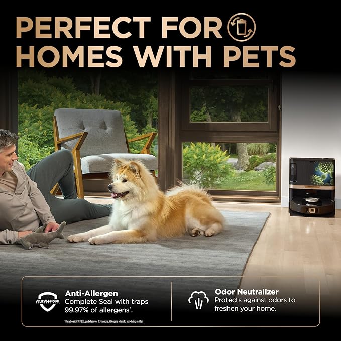 Shark PowerDetect NeverTouch Pro Robot Vacuum & Mop, Black,RV2820ZE | 5 PowerDetect Technologies, NeverStuck, NeverTouch Pro Base (Self-Empty 60-Day, Refill, Pad Wash/Dry), 360° LiDAR + 3D Sensor