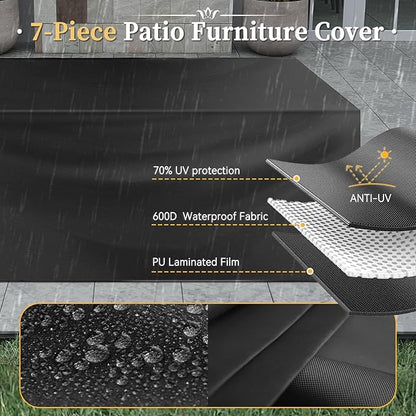 Aoxun 10 Piece Patio Furniture Set Wicker Rattan Patio Conversation Set Outdoor Sectional Sofa Set with Coffee Table and Thickened Cushions, Gray(Waterproof Cover Included)