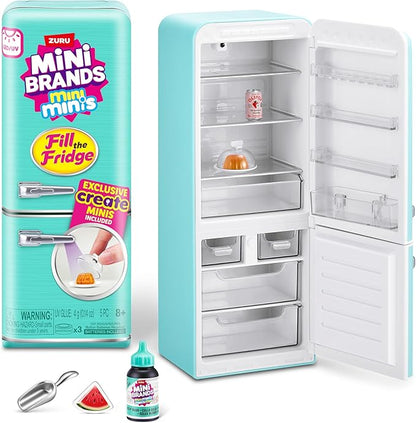Mini Brands Fill The Fridge Playset w/UV Light by ZURU, Collectibles, DIY, Resin Play, Exclusive Recipe, NOT Edible, 8+