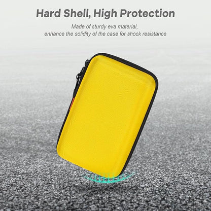 Bright Yellow Hard Shell Electronic Organizer Carrying Case - Shockproof Large Storage Case for Hard Drive, Phone, Power Bank, Charger, Earbuds - Zipper Pouch Gadget Bag for Business, Travel