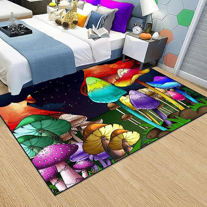 Mushroom Rugs for Bedroom Fantasy Mushroom Prints Rugs for Bedroom Mushroom Area Rugs for Girls Bedroom for Home Dining Living Room Rugs, 2'6''×4'