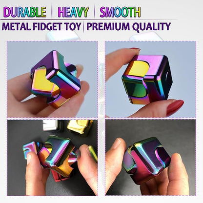2 Pc Fidget Spinner Toys Cube Adults, Easter Basket Stuffers for Teens Metal EDC Cool Desk Gadgets Office Toys Small Anxiety Figette Sensory Toy, ADHD Tool Fingears Figet Stress Valentine Gift For Boy