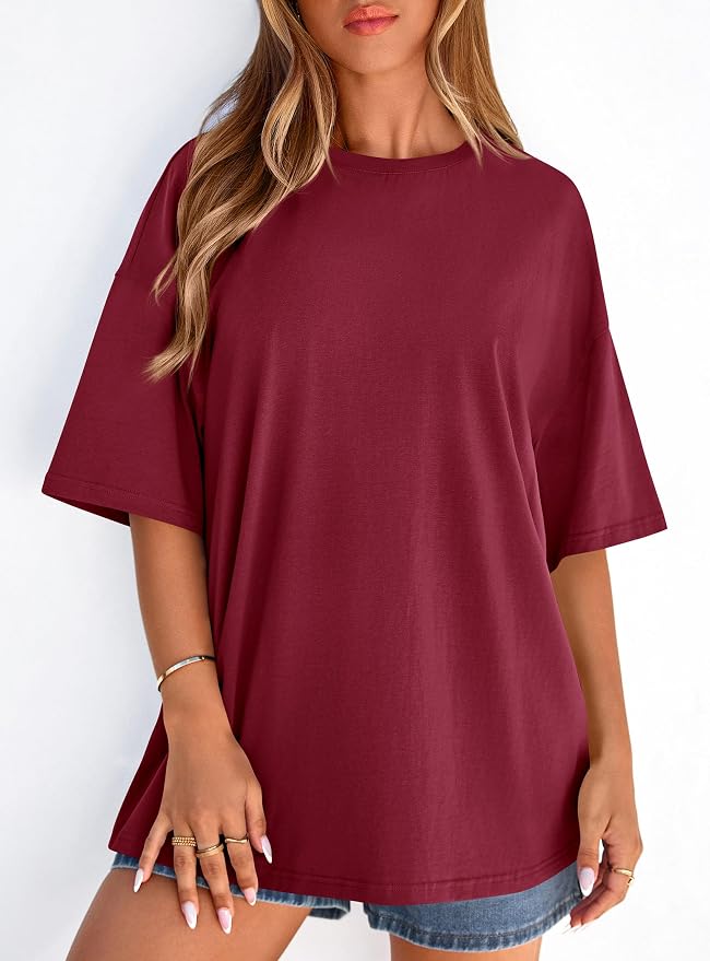 PRETTYGARDEN Womens 2026 Spring Going Out Tops Casual Short Sleeve Crewneck Loose Fit Basic Oversized T Shirts Summer Outfits