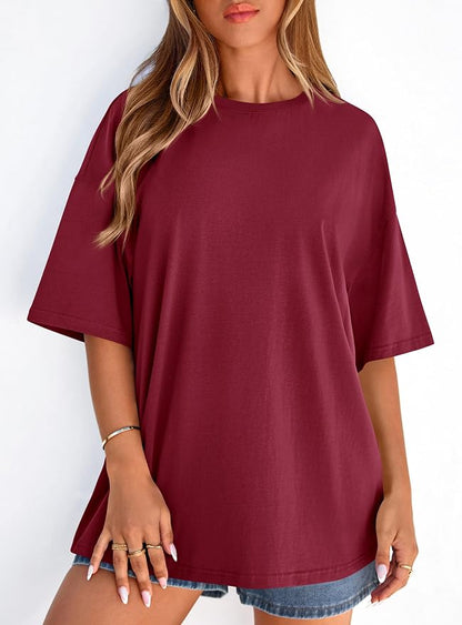 PRETTYGARDEN Womens 2026 Spring Going Out Tops Casual Short Sleeve Crewneck Loose Fit Basic Oversized T Shirts Summer Outfits