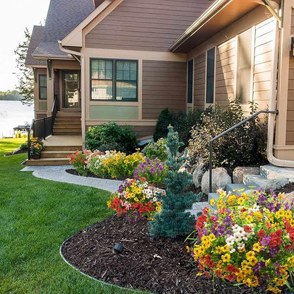 Artificial Fake Plants Flowers for Outdoor Spring Decoration, 16 Bundles Faux Silk Colorful Daisy UV Resistant Realistic for Outside Porch Patio Home Yard Garden Planters Pots Window Box(Mix)