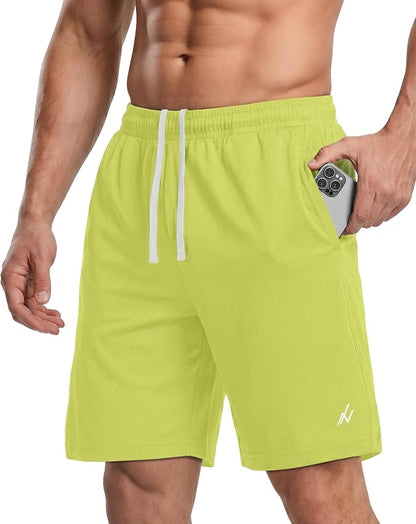 Quick Dry Knit Men's Athletic Shorts Loose-Fit Running Workout Gym Shorts