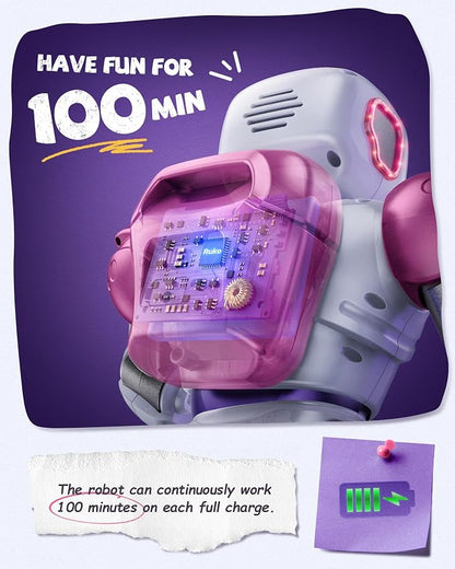 Ruko 1088 Interactive Robot Toy, Gifts for Boys & Girls Ages 4-9, Pink | Large Programmable Robot, Music & Dance, Rechargeable, Remote Control & App Control & Voice Command, Gifts for Boys & Girls