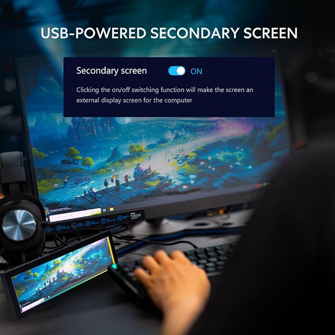 Lian Li 8.8" Universal Screen for PC - Adjustable Mounting for Any Computer Setup - Customizable ARGB Frame - PC Temperature Display Panel - LCD Screen Display - Mini Monitor - SM088X (US88 v1 Black)