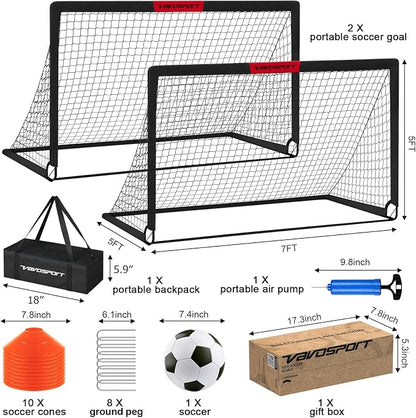 Kids Soccer Goals for Backyard Set - 2 of 4' x 3' Portable Soccer Goal Training Equipment, Pop Up Toddler Soccer Net with Soccer Ball, Soccer Set for Kids and Youth Outdoor Games, Sports, Play