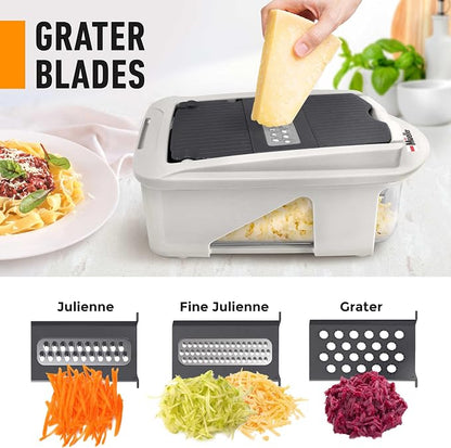 Mueller Pro-Series 12 Blade Vegetable Chopper, Mandoline Slicer and Spiralizer, White/grey