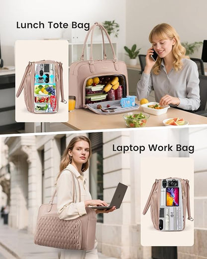 LOVEVOOK Tote Bag for Women,Light Puffer Tote Bag with Multi-pockets,Stylish Carry on Laptop Bags for Daily,Travel,Work,Gym