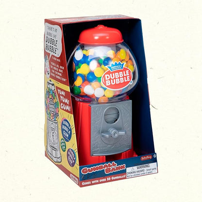 Schylling Brand Classic Retro Gumball Coin Bank - 8.5" Tall - Includes 45 Dubble Bubble Gumballs - Ages 3+