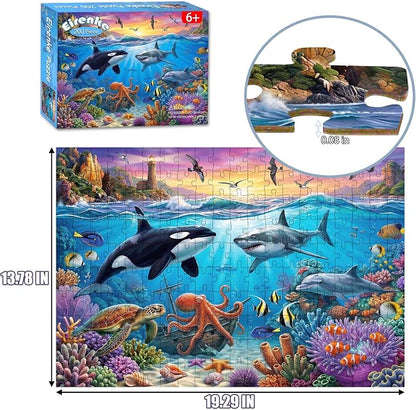 Puzzles for Kids Ages 6-8 Year Old - Underwater World, 200 Pieces Jigsaw Puzzles for Kids Ages 8-10, Learning Educational Toys for Boys and Girls Gift