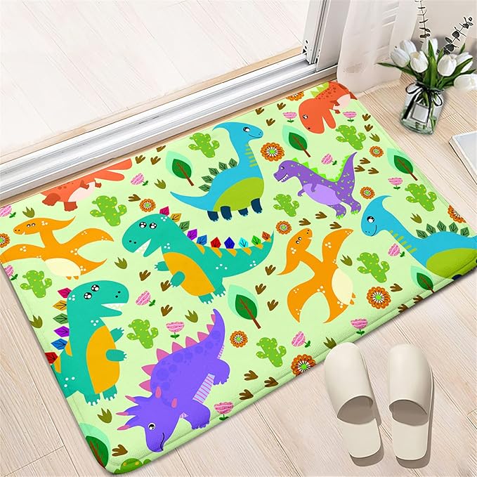 Dinosaur Carpet for Boys Room Dinosaur Play Rug Kids Rug Cartoon Dinosaur Carpet Dino Rug Dinosaur Area Rug for Bedroom Livingroom Playing Room,Green 2'×3'