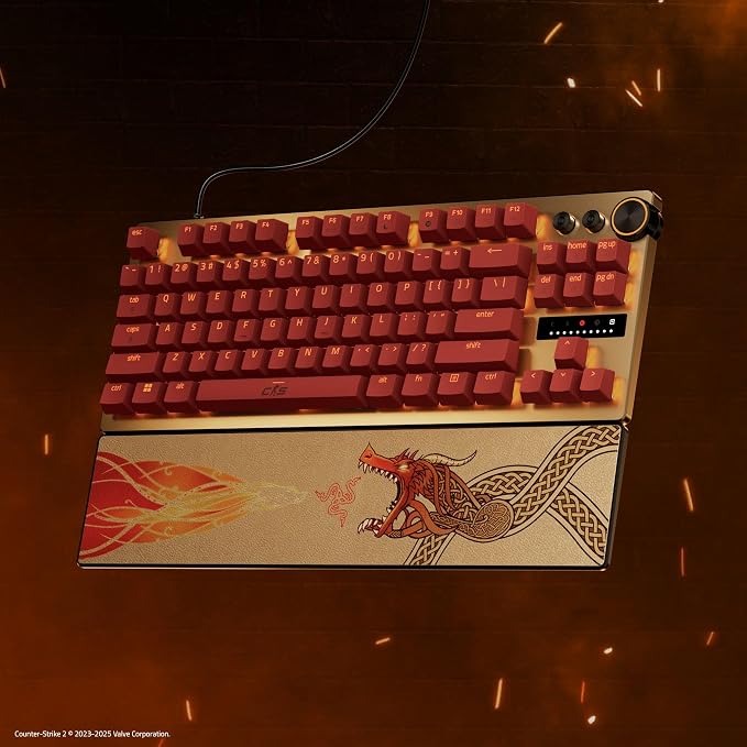 Razer Huntsman V3 Pro TKL Esports Gaming Keyboard, Counter Strike 2 Edition | Analog Optical Switches Gen 2, Razer Snap Tap, Rapid Trigger, Adjustable Actuation, Media Keys & Dial, PBT Keycaps