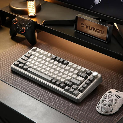 YUNZII B75 PRO 75% Wireless Mechanical Keyboard (Grey, Cocoa Cream V2) | Hot Swap Keyboard with Knob, Gasket Mount, Creamy Pre-lubed Switch for Smooth Typing, BT/USB-C/2.4G, for Gaming
