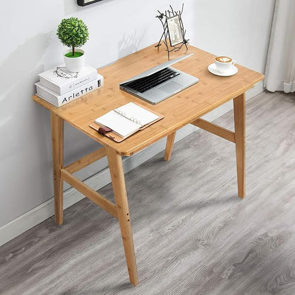 Nnewvante 31.5" Bamboo Writing Desk, Home Office Computer Desk with Drawer | Compact Modern Simple Style, Study Table with Storage for Small Spaces