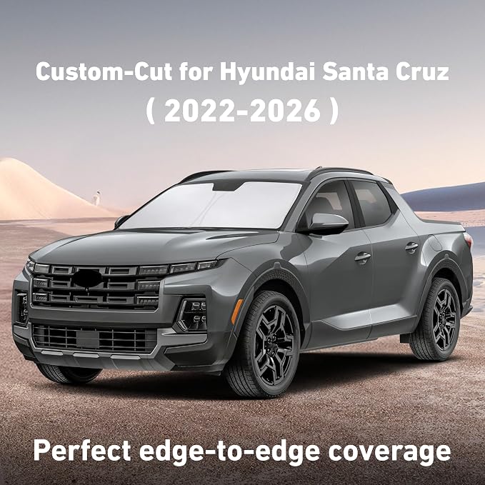 EcoNour Windshield Sunshade Compatible for Hyundai Santa Cruz 2022-2024 2025 2026, Sun Visor for Front Windshield & Window Sun Shade Cover, UV Heat Blocker & Protector, Car Accessories