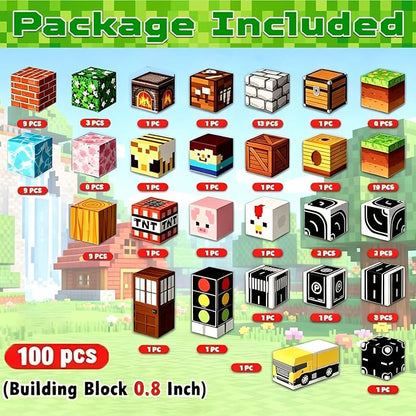 Magneverse 100 PCS 0.8in Magnetic Blocks - Magnet Toys & Magnetic Building Blocks Cubes, Stacking Magnets, STEM Toys for School Acitivities, Birthday Gifts for Boys Age 3+ Years Old (Theme: Forests)