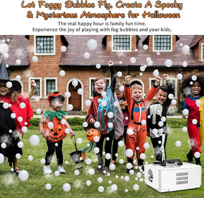 Wisdomlit Fog Bubble Machine, 2-in-1 No-Spill Smoke Bubble Machine (White) | 400W Power, 2 Bubble Modes, 8000+ Colorful or Fog-filled Bubbles, Great for Indoor Outdoor Halloween Party