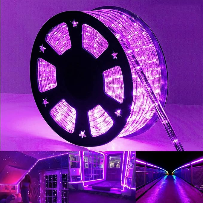 200ft LED Rope Lights Outdoor, 1440 LED Flexible Tube Lights with 8 Modes, Waterproof LED Rope Lighting for Outside, Garden, Patio, Bedroom, Party, Pool, Fences, Indoor Outdoor Decoration (Purple)